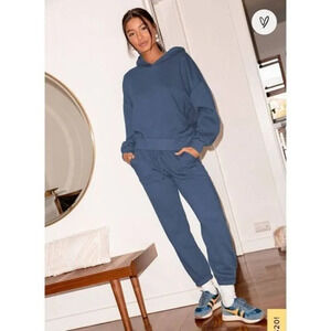 LULU'S Boat House Denim Blue Drawstring Joggers Size Small